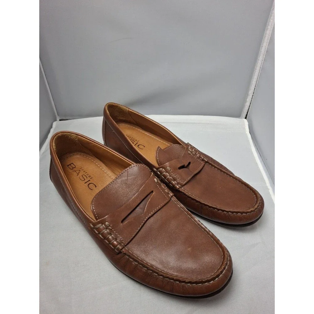 Testoni BASIC Men's Brown Leather Penny Loafers Shoes Size 9.5
